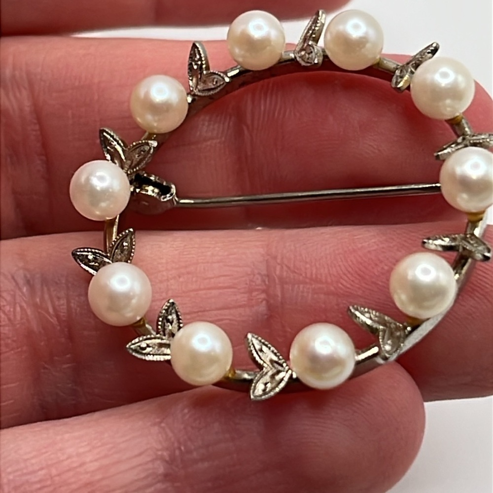 SOLD- do not buy Vintage Sterling silver and pearl brooch - Picture 7 of 7
